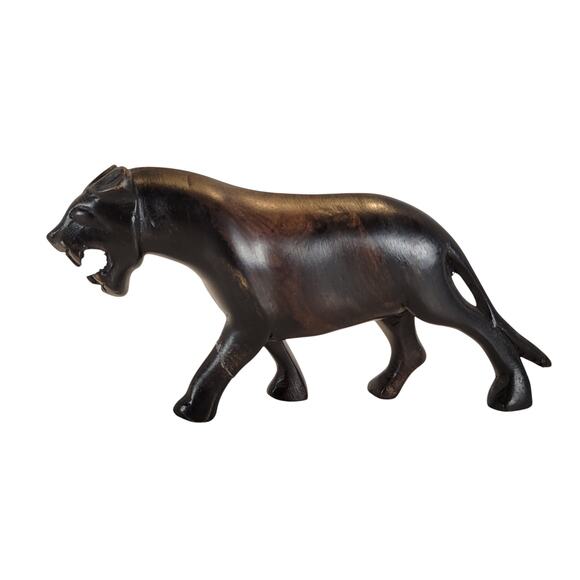 Hand Carved Wood Lion Figurine Safari Jungle Decor 6" Animal Statue  READ - Picture 1 of 13